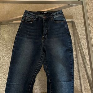 High Waisted Dark Blue Skinny Jeans